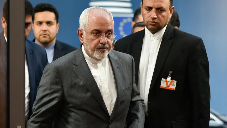 El canciller iraní, Mohamad Yavad Zarif, a su llegada a una cumbre en Bruselas, 15 de mayo de 2018.
