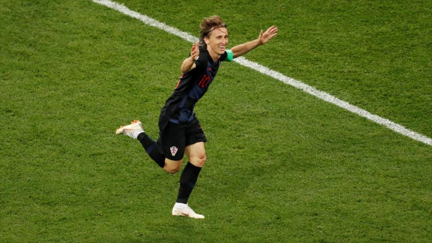 El jugador croata Luka Modric celebra su gol frente a Argentina en el estadio de Nizhni Nóvgorod, 21 de junio de 2018. Fuente: Reuters.