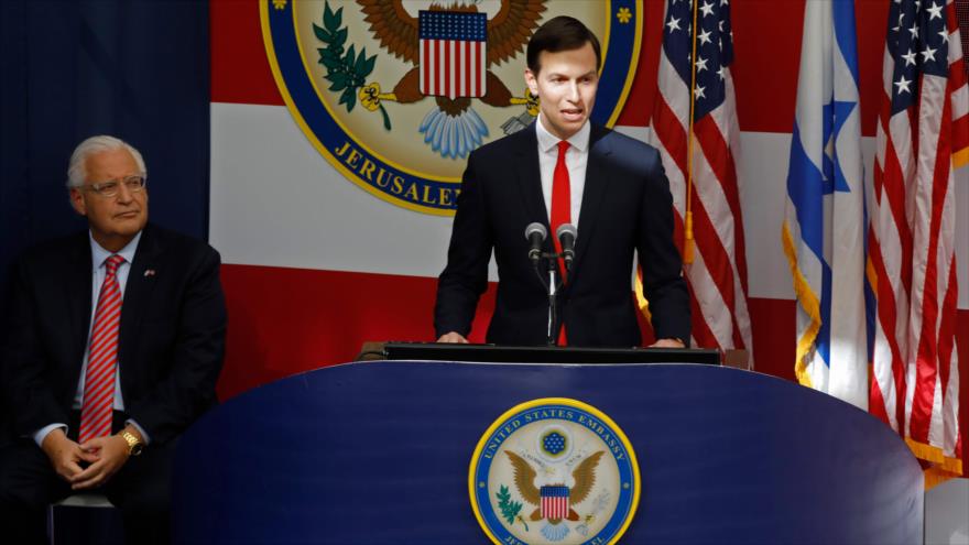 Jared Kushner, asesor del presidente estadounidense, Donald Trump, habla en la inauguración de la embajada de EE.UU. en Al-Quds (Jerusalen), 14 mayo de 2018.