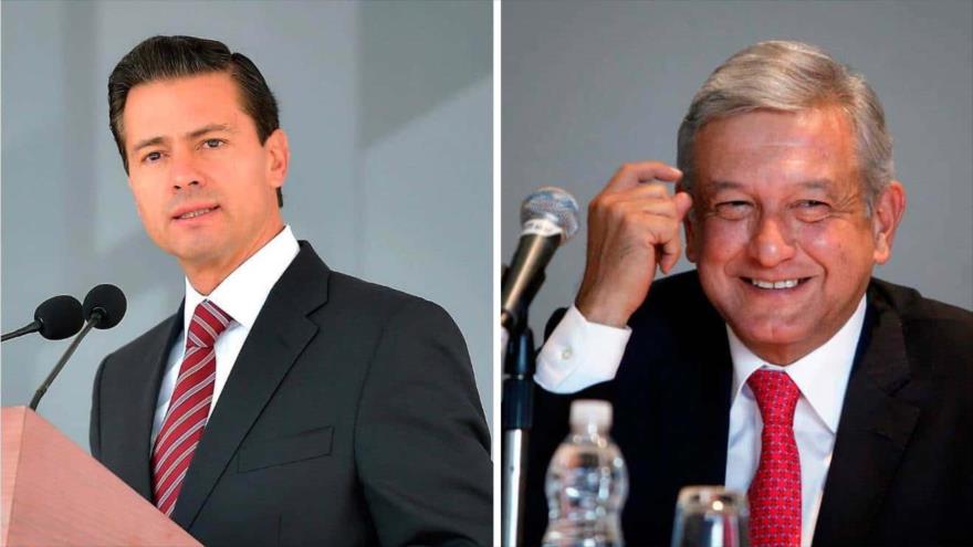 El presidente de México, Enrique Peña Nieto (izq.), y el candidato del Movimiento Regeneración Nacional (Morena), Andrés Manuel López Obrador (AMLO).