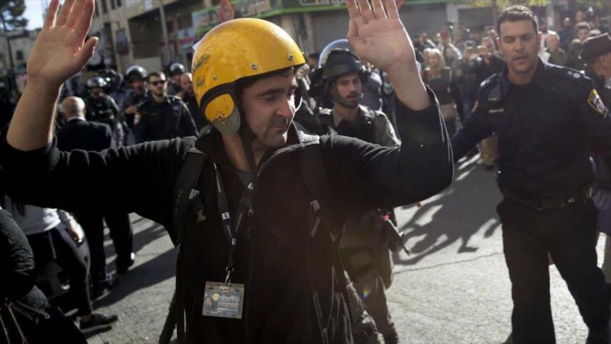 Nebi Qena cubre la marcha palestina contra la decisión de EE.UU. sobre Al-Quds, 9 de diciembre de 2017.