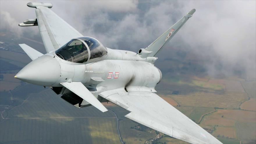 Un avión de combate británico Typhoon.