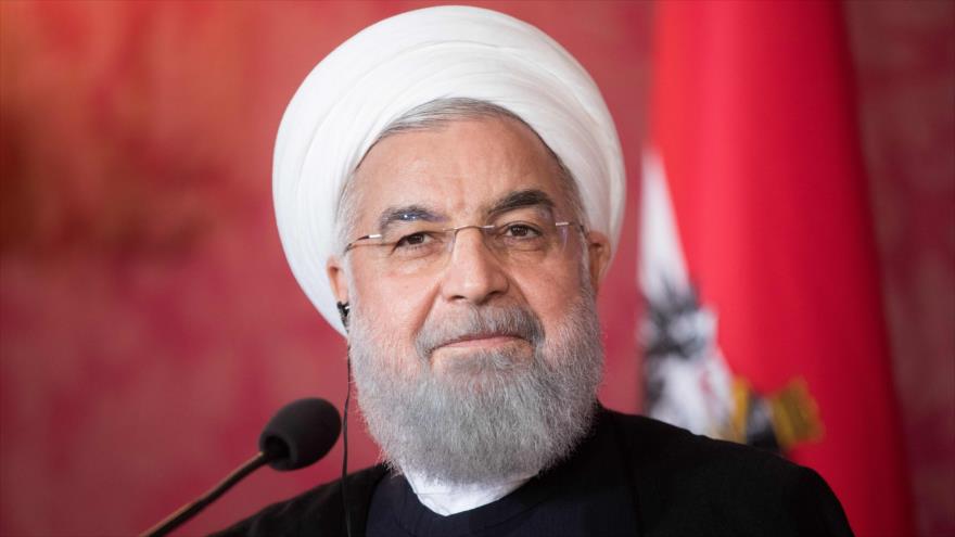 El presidente de Irán, Hasan Rohani, durante una conferencia de prensa en el Palacio de Hofburg, en Viena, 4 de julio de 2018.