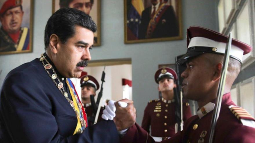 El presidente venezolano, Nicolás Maduro, durante el acto de ascenso de los oficiales de la Fuerza Armada Nacional Bolivariana, 4 de julio de 2018.