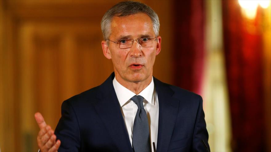 El secretario general de la OTAN, Jens Stoltenberg, durante una conferencia en Londres (capital británica), 21 de junio de 2018.