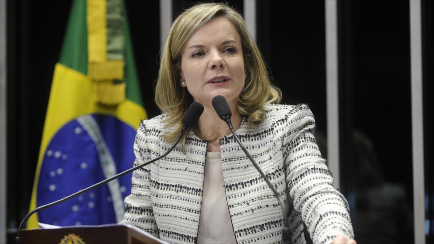 La presidenta del Partido de los Trabajadores (PT) de Brasil, Gleisi Hoffmann.