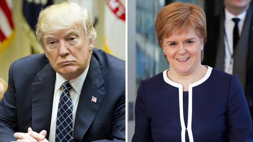El presidente de EE.UU., Donald Trump, y la primera ministra escocesa, Nicola Sturgeon. 