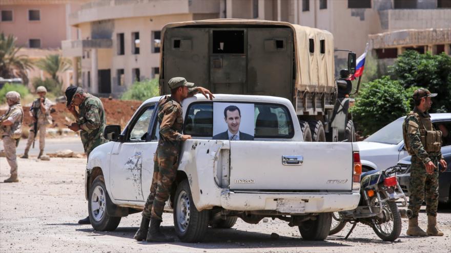 Las fuerzas sirias en la provincia de Daraa, 7 de julio de 2018.