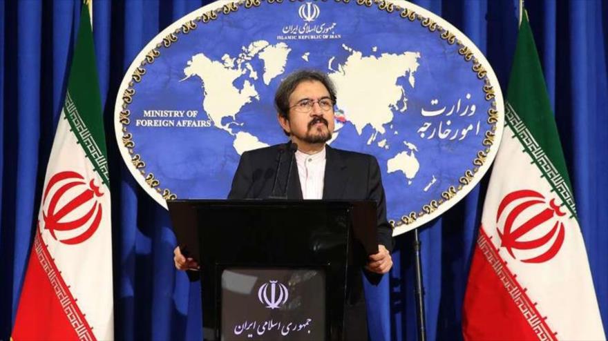 El portavoz de la Cancillería iraní, Bahram Qasemi, asiste a una rueda de prensa en Teherán, la capital persa, 16 de julio de 2018. 
