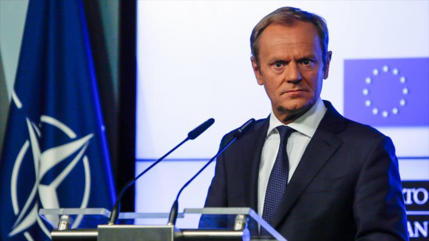 El presidente del Consejo Europeo, Donald Tusk, da una rueda de prensa en Bruselas, la capital belga,10 de julio de 2018.