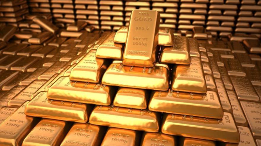 Lingotes de oro en un depósito bancario.
