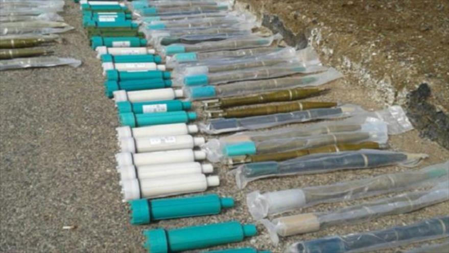 Armas incautadas a terroristas en Hama.