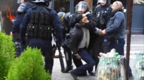 Agresión de colaborador de Macron a manifestante causa escándalo