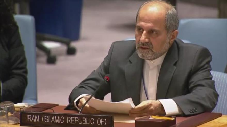 El embajador adjunto de Irán ante la ONU, Eshaq Al Habib, en una reunión del Consejo de Seguridad de las Naciones Unidas (CSNU).