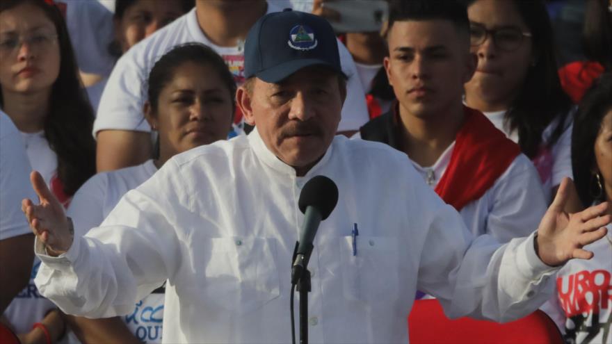 El presidente de Nicaragua, Daniel Ortega, durante un discurso en Managua (capital), 19 de julio de 2018.