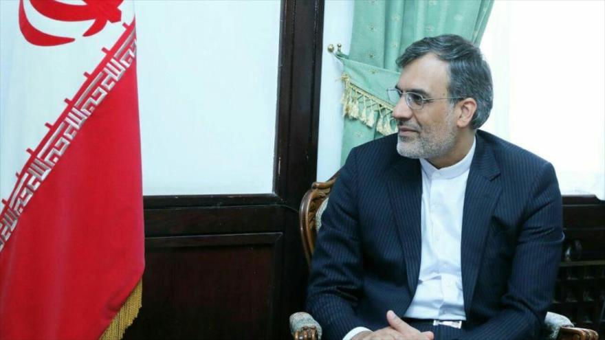 El asistente especial para Asuntos Políticos de la Cancillería iraní, Hosein Yaberi Ansari, se reúne con François Sénémaud, 28 de julio de 2018.