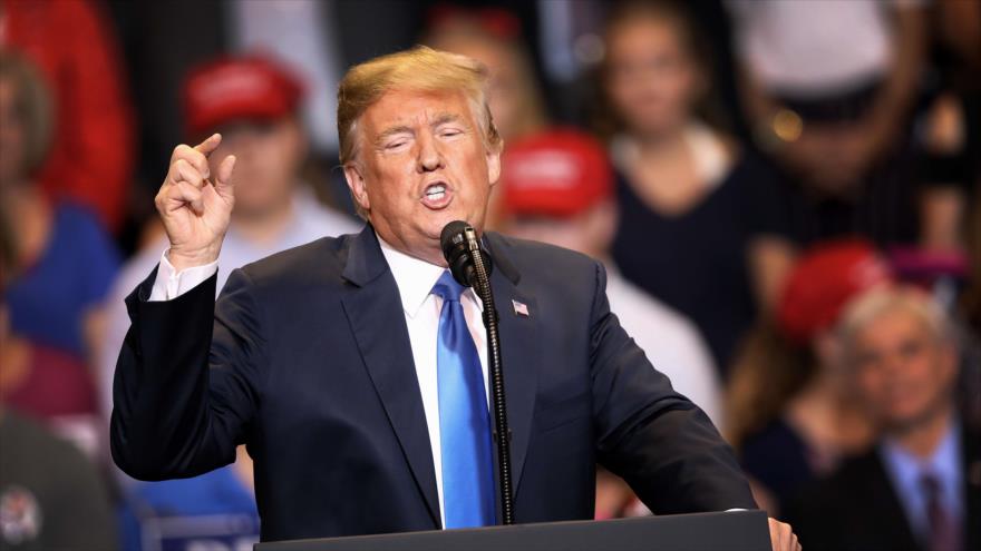 El presidente de EE.UU., Donald Trump, ofrece un discurso en un mitin en Pensilvania, 2 de agosto de 2018.