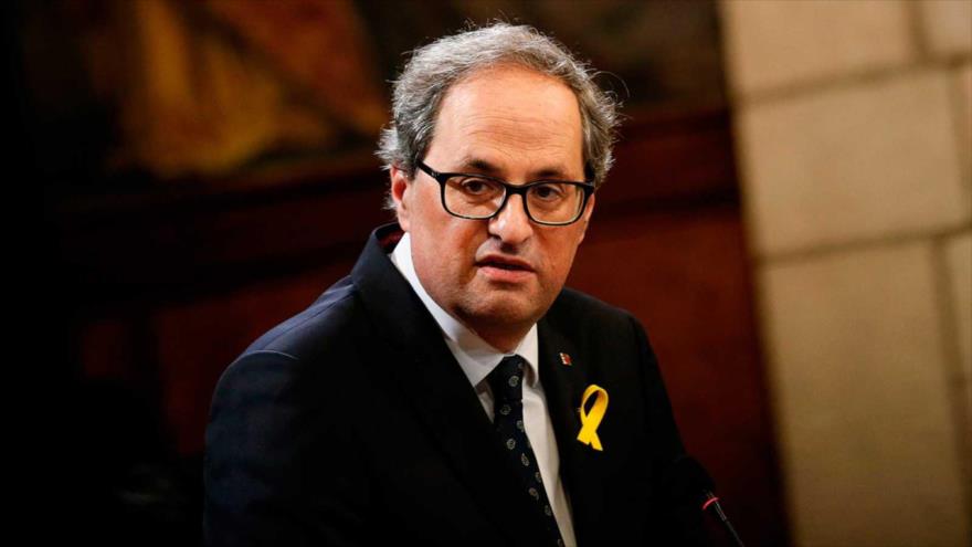 Joaquim ‘Quim’ Torra, el día de su toma de posesión como presidente autonómico de Cataluña (noreste de España), 2 de junio de 2018 (Foto: RTVE).
