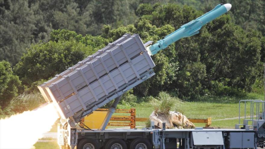Un misil de crucero tierra-tierra Hsiung Feng IIE (HF-2E), de producción taiwanesa.