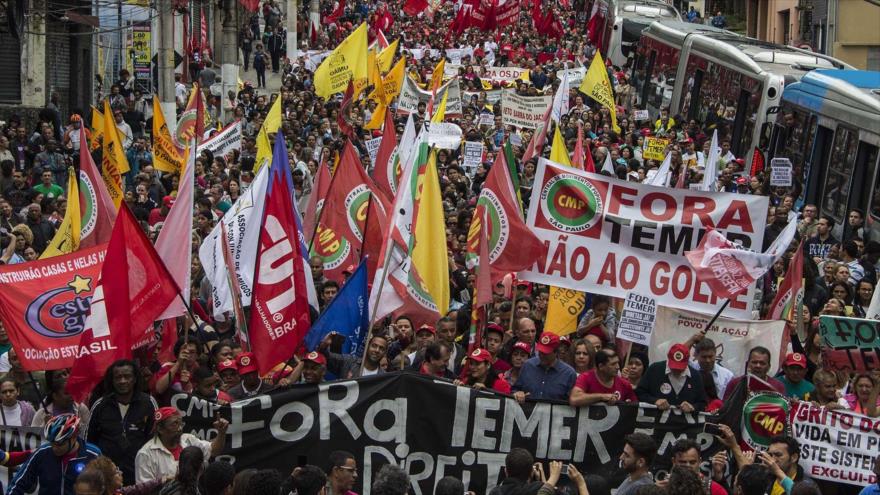 Masiva protesta en Brasil en contra de Temer y a favor de Lula
