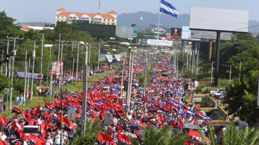 Una gran marcha del pueblo nicaragüense en respaldo al presidente Daniel Ortega, Managua, 11 de agosto de 2018.