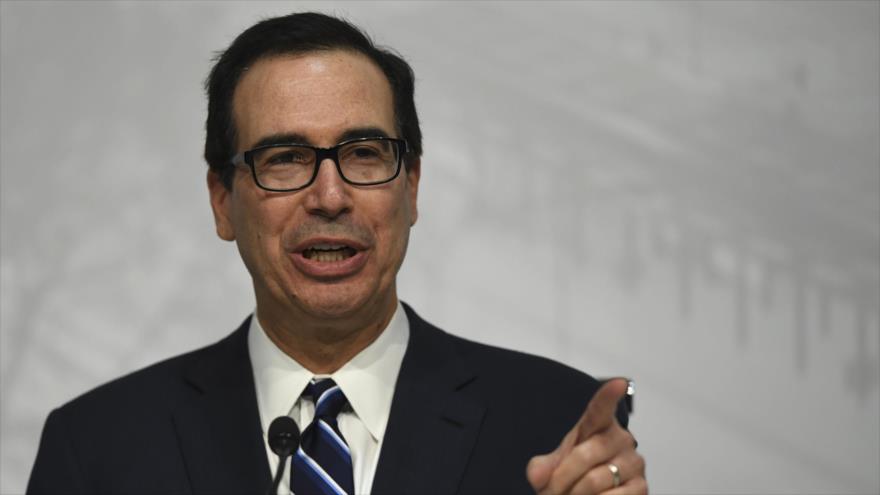 El secretario del Tesoro de EE.UU., Steven Mnuchin, durante una conferencia de prensa en Buenos Aires, capital de Argentina, 22 de julio de 2018.