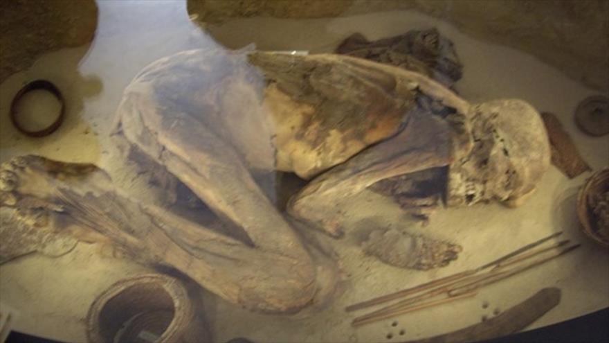 Una momia en el Museo Egipcio de Turín en Italia.