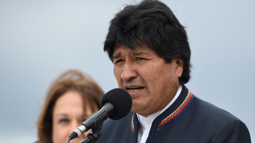 El presidente de Bolivia, Evo Morales, ofrece un discurso en Bogotá, capital colombiana, 7 de agosto de 2018. Foto:AFP