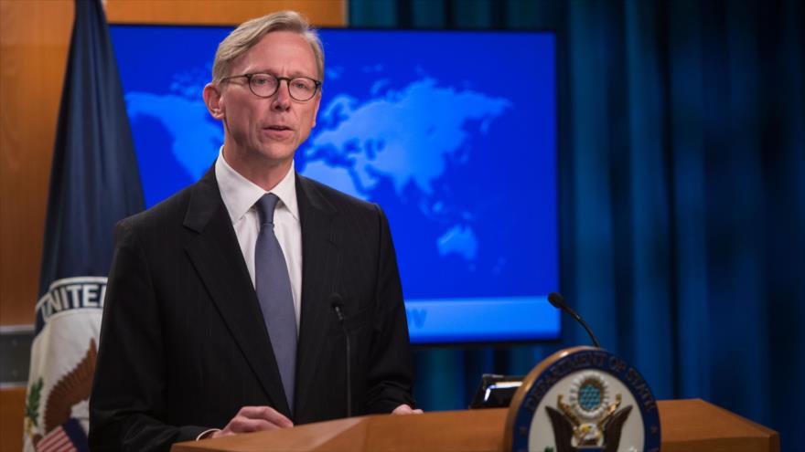 Brian Hook, el asesor principal de políticas del secretario de Estado de EE.UU., en una rueda de prensa en Washington, 16 de agosto de 2018. (Foto: AFP)