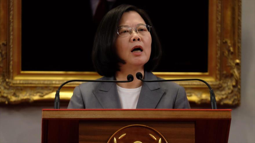 La presidenta de Taiwán, Tsai Ing-wen, ofrece una rueda de prensa en Taipéi (capital), 21 de agosto de 2018. (Fuente: AFP)