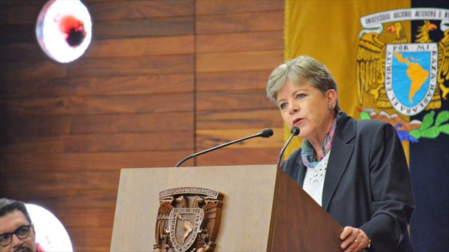 Alicia Bárcena, la secretaria ejecutiva de la Comisión Económica para América Latina y el Caribe (Cepal), en un seminario en México, 12 de febrero de 2018.