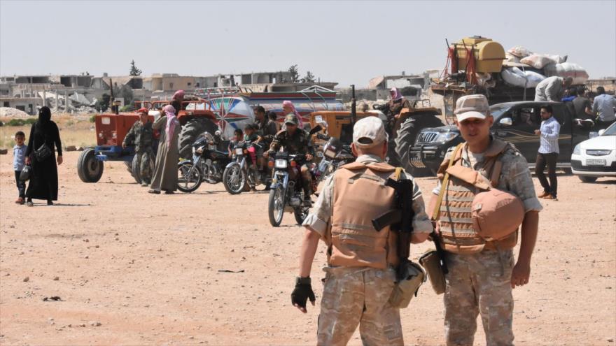 Las fuerzas rusas desplegadas cerca de la provincia de Idlib (noroeste de Siria), 20 de agosto de 2018. (Foto: AFP)