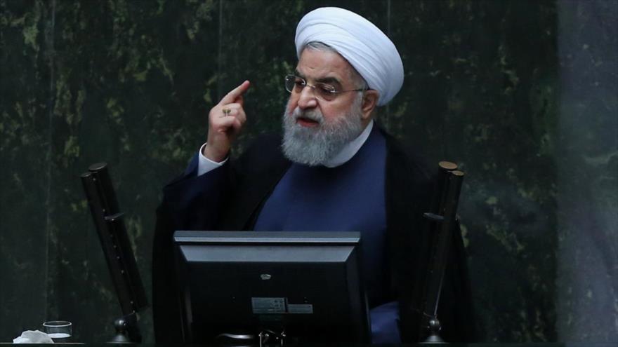 El presidente iraní, Hasan Rohani, habla durante una sesión del Parlamento, 28 de agosto de 2018. (Foto: president.ir)