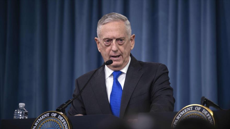 El secretario de Defensa de EE.UU., James Mattis, en una rueda de prensa en Washington, 28 de agosto de 2018 (Foto: AFP).

