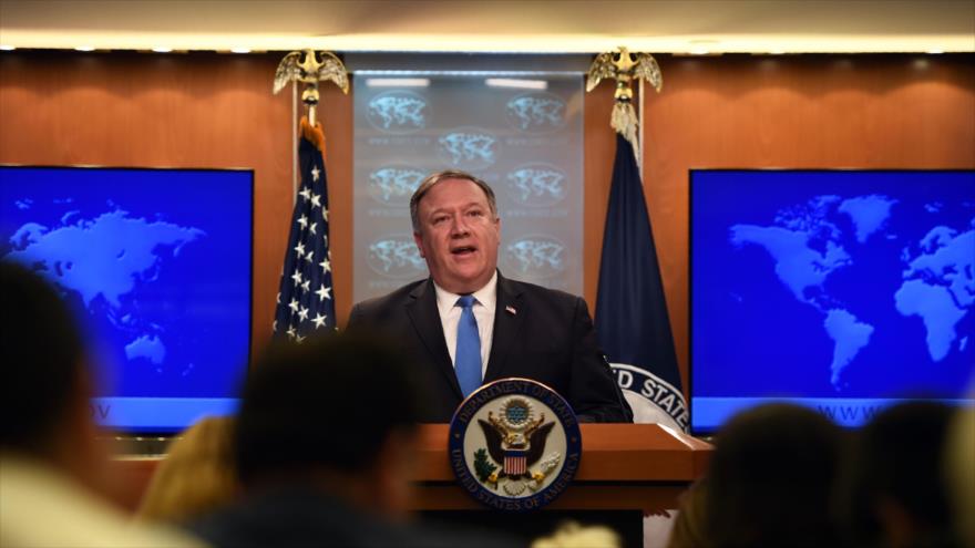El secretario de Estado estadounidense, Mike Pompeo, ofrece una rueda de prensa en Washington, 16 de agosto de 2018. (Foto: AFP)