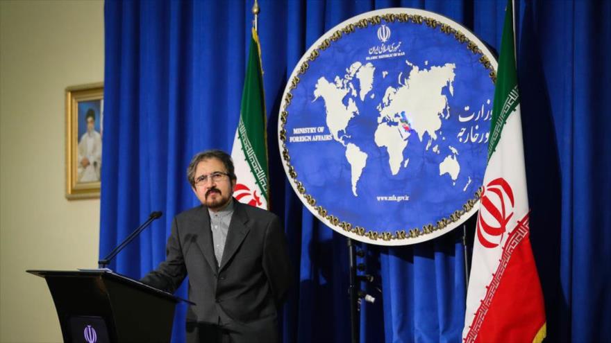 El portavoz de la Cancillería iraní, Bahram Qasemi, en una rueda de prensa en Teherán, capital persa.