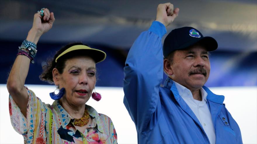 El presidente de Nicaragua, Daniel Ortega, y su esposa, la vicepresidenta Rosario Murillo, en Managua, 29 de agosto de 2018 (Foto: AFP).