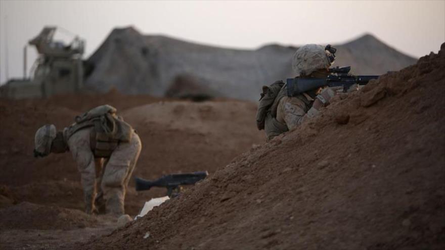 Fuerzas estadounidenses desplegadas en la región siria de Al-Tanf, donde EEUU tiene una base militar.