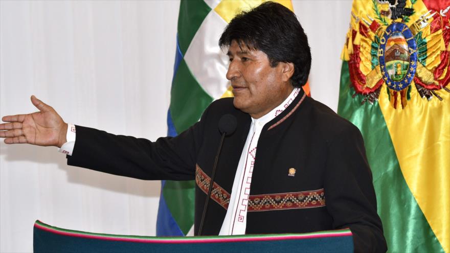 Presidente de Bolivia,Evo Morales, da un discurso en Santa Cruz, Bolivia, 28 agosto 2018