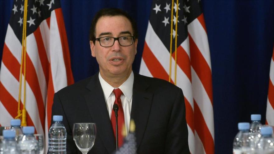 El secretario del Tesoro de EE.UU., Steven Mnuchin, ofrece una rueda de prensa en Buenos Aires (Argentina), 21 de julio de 2018. (Foto: AFP)