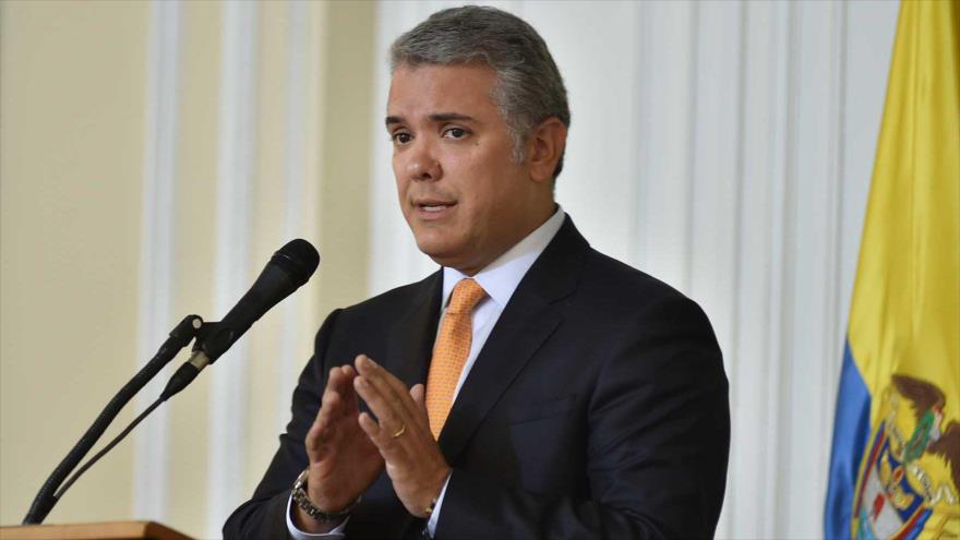 El presidente de Colombia, Iván Duque, ofrece un discurso en Bogotá, capital, 13 de agosto de 2018.