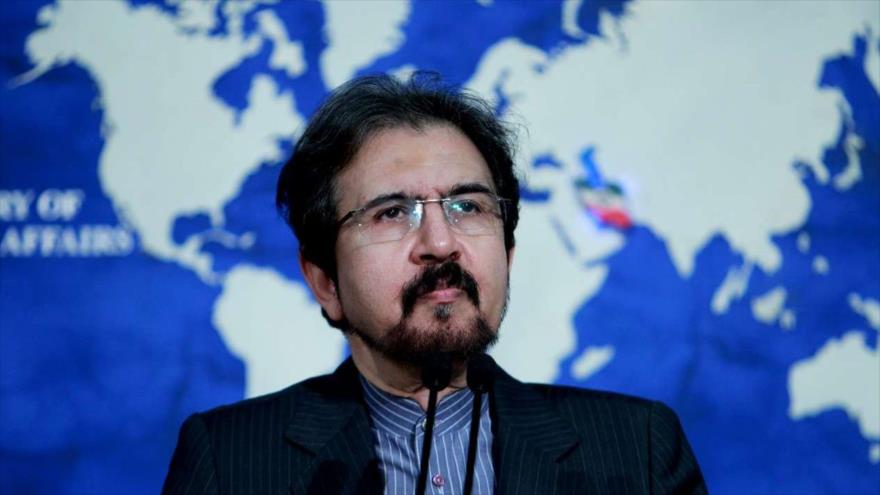 Bahram Qasemi, portavoz de la Cancillería de Irán, en una conferencia de prensa en Teherán, la capital persa.