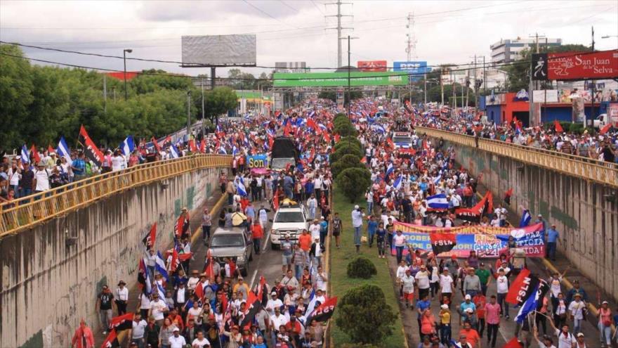 Una multitudinaria marcha por la paz y la justicia celebrada en Managua, la capital de Nicaragua, 22 de septiembre de 218. (Foto:AFP)