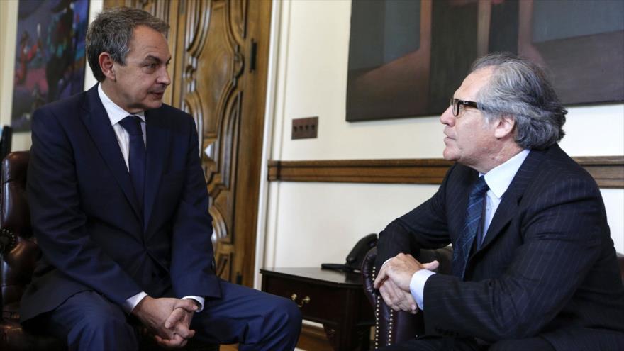 El expresidente español José Luis Rodríguez Zapatero (izda.) reunido con el secretario general de la OEA, Luis Almagro. (Foto:EFE)