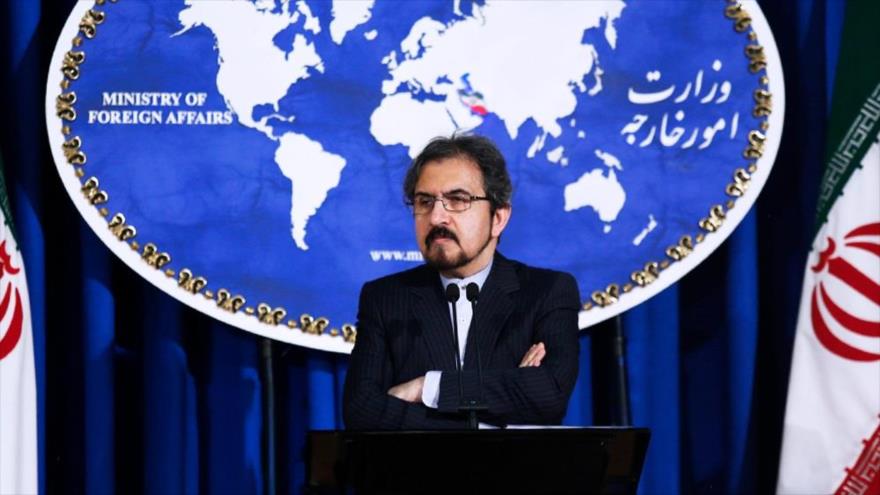 El portavoz de la Cancillería iraní, Bahram Qasemi, ofrece una conferencia de prensa en Teherán (capital iraní).