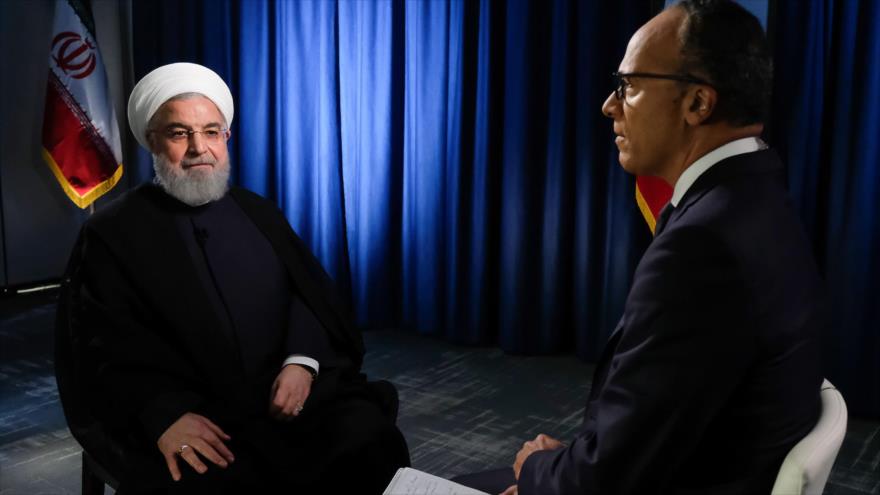 El presidente de Irán, Hasan Rohani (izda.), en una entrevista con la cadena NBC en Nueva York, 24 de septiembre de 2018. (Foto: president.ir)