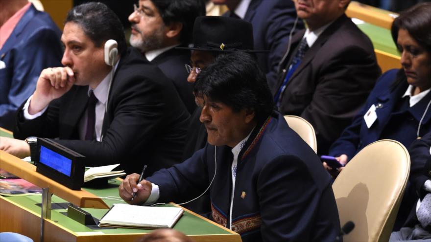 El presidente de Bolivia, Evo Morales, asiste a la 73.ª Asamblea General de las Naciones Unidas, 25 de septiembre de 2018. (Fuente: AFP).