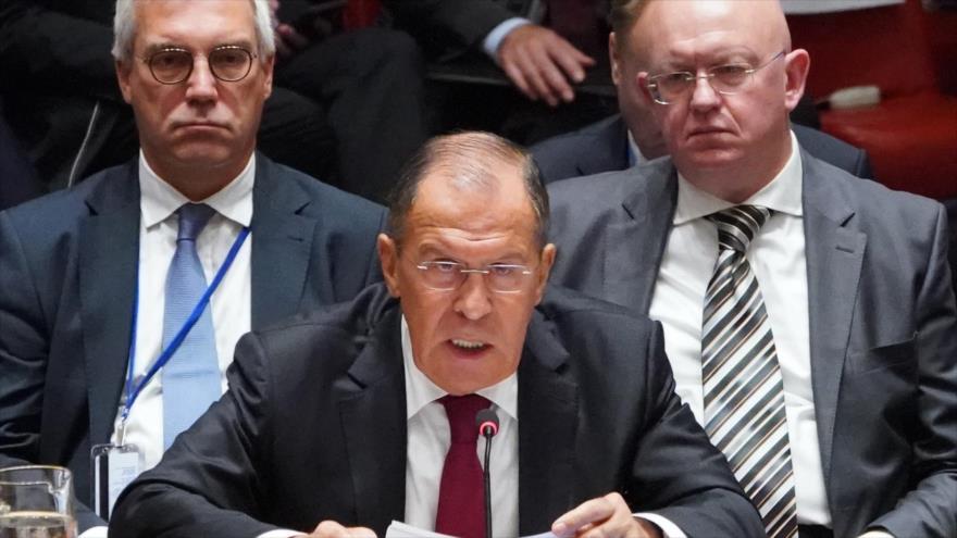 El canciller de Rusia, Serguéi Lavrov, habla en el Consejo de Seguridad de Naciones Unidas (CSNU), Nueva York, 26 de septiembre de 2018. (Foto: AFP)