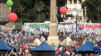 Protestan contra políticas de odio del Gobierno en Italia