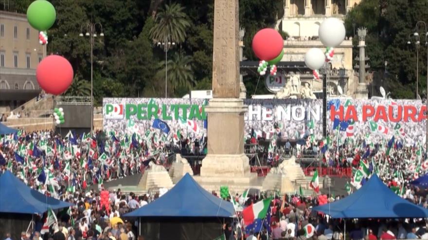 Protestan contra políticas de odio del Gobierno en Italia